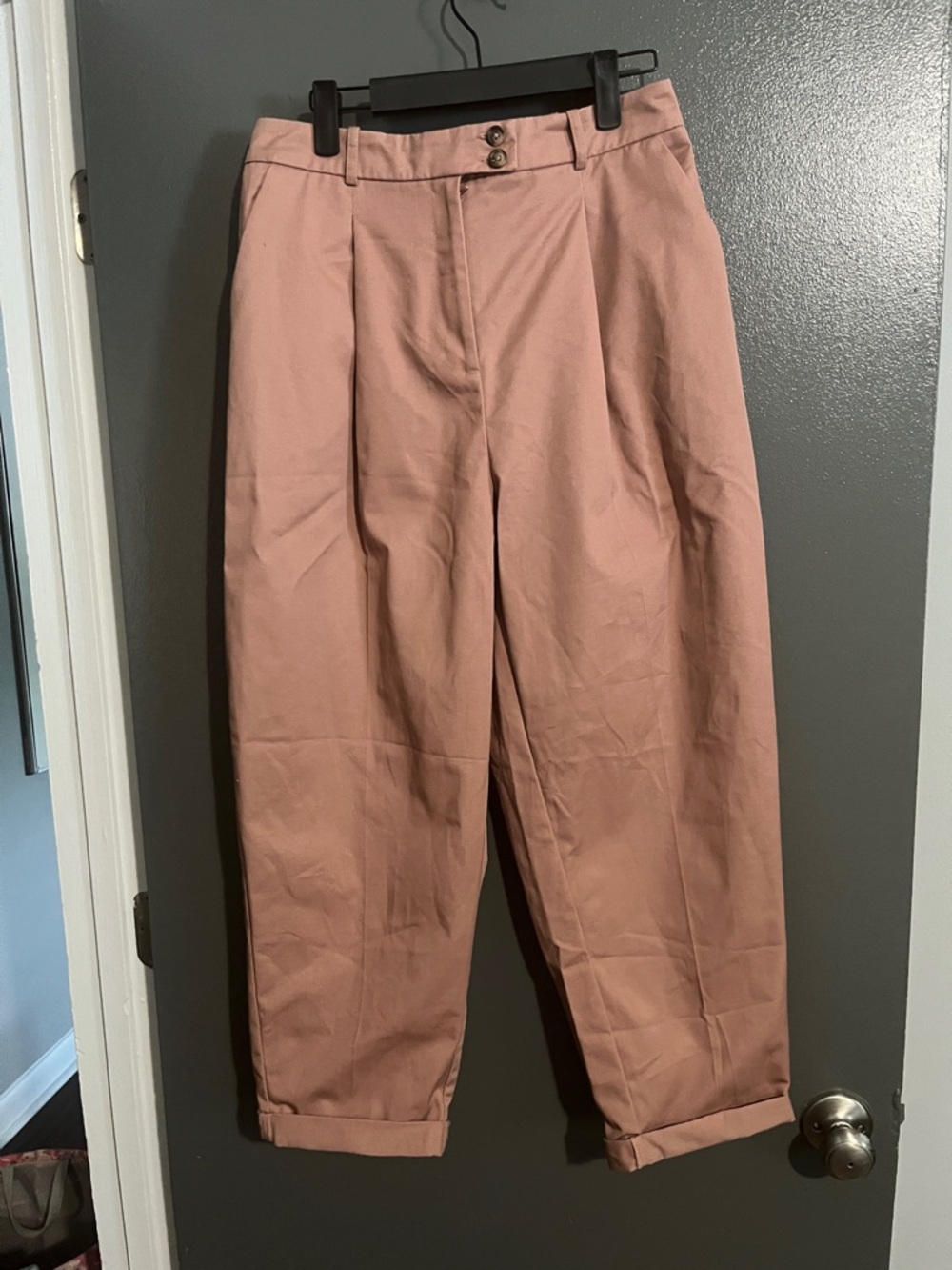 Topshop High-Waist Pleated Trousers in Dusty Rose